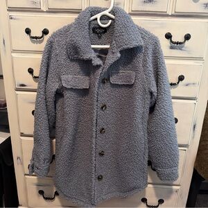 Coffee Shop New York Chore Coat Jacket Button Front Blue Boucle Boutique